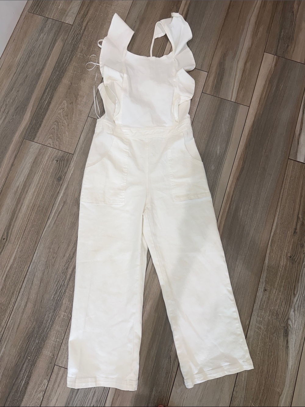 Sugarlips White Ruffle Strap Jumpsuit